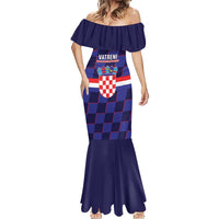 Custom Croatia Football Mermaid Dress Come On Vatreni Checkerboard Style