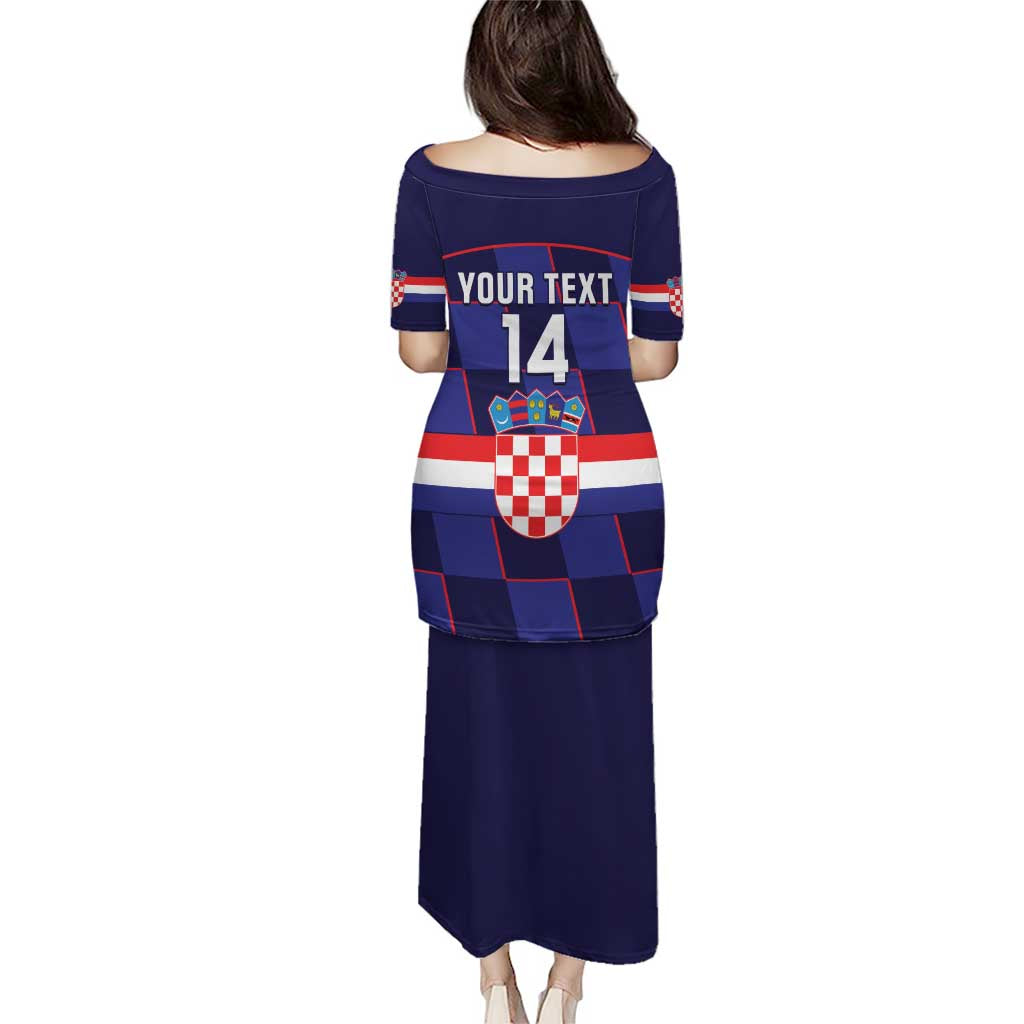 Custom Croatia Football Puletasi Come On Vatreni Checkerboard Style