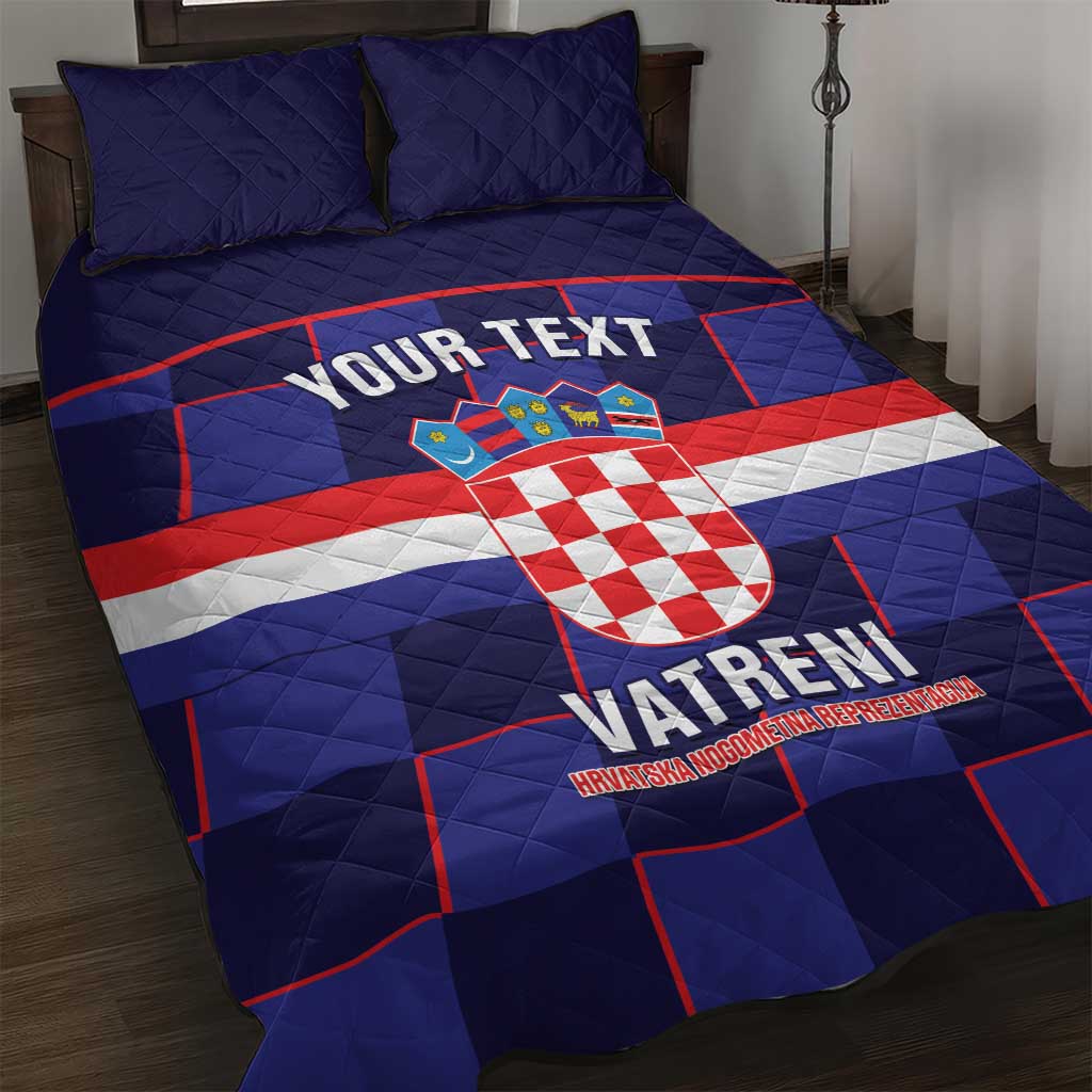 Custom Croatia Football Quilt Bed Set Come On Vatreni Checkerboard Style