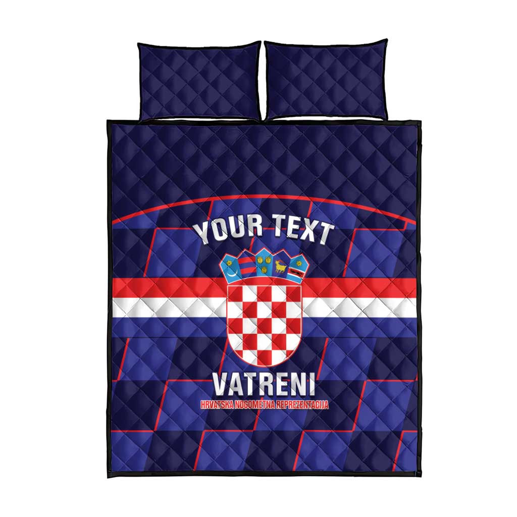 Custom Croatia Football Quilt Bed Set Come On Vatreni Checkerboard Style