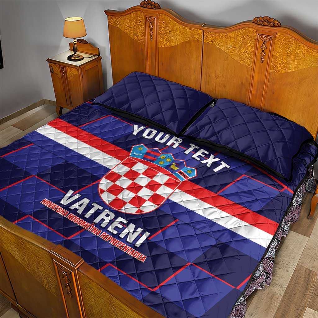 Custom Croatia Football Quilt Bed Set Come On Vatreni Checkerboard Style