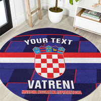Custom Croatia Football Round Carpet Come On Vatreni Checkerboard Style