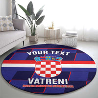 Custom Croatia Football Round Carpet Come On Vatreni Checkerboard Style