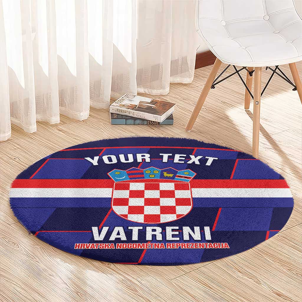 Custom Croatia Football Round Carpet Come On Vatreni Checkerboard Style