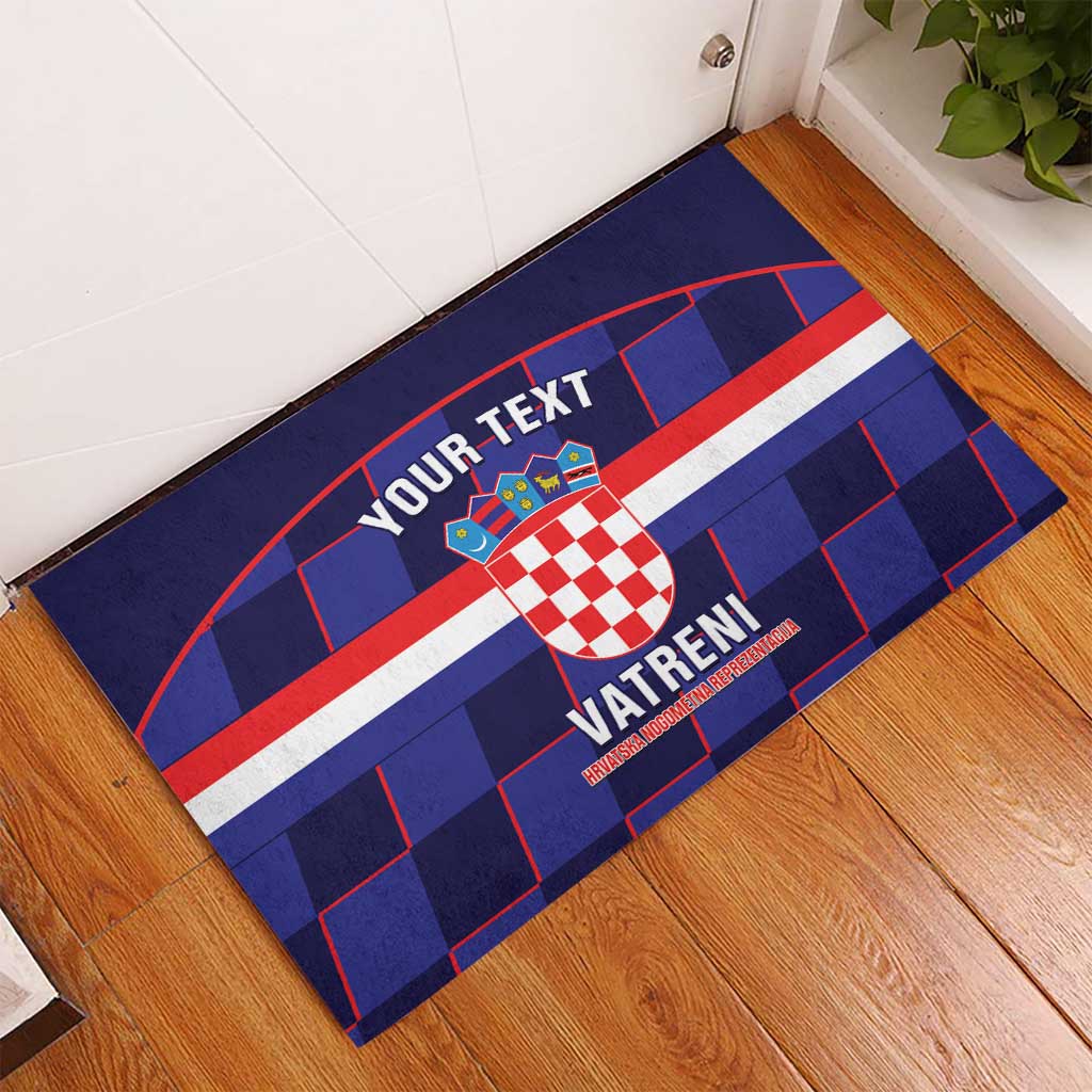 Custom Croatia Football Rubber Doormat Come On Vatreni Checkerboard Style