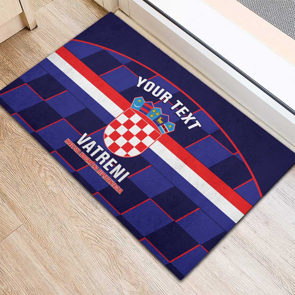 Custom Croatia Football Rubber Doormat Come On Vatreni Checkerboard Style