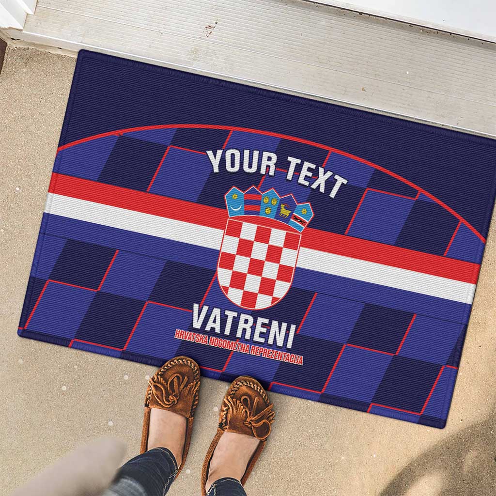 Custom Croatia Football Rubber Doormat Come On Vatreni Checkerboard Style