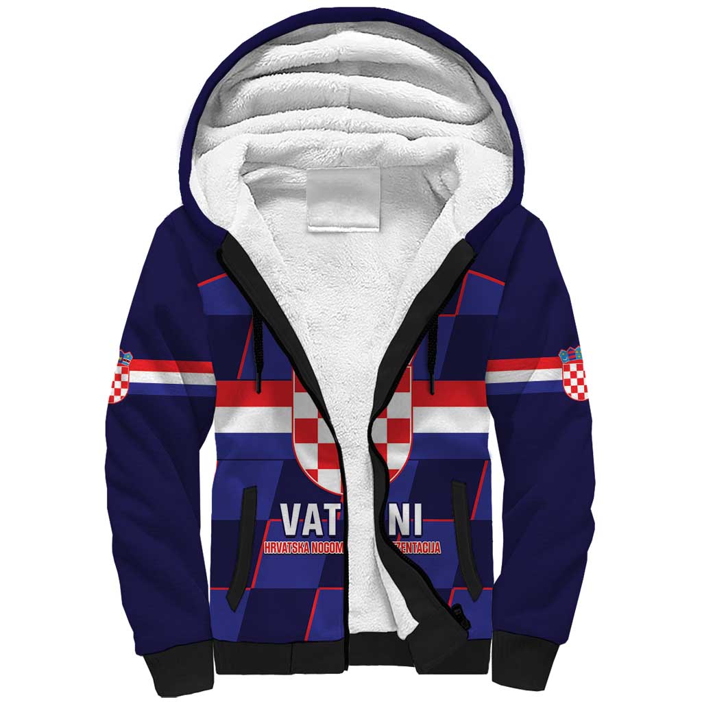 Custom Croatia Football Sherpa Hoodie Come On Vatreni Checkerboard Style