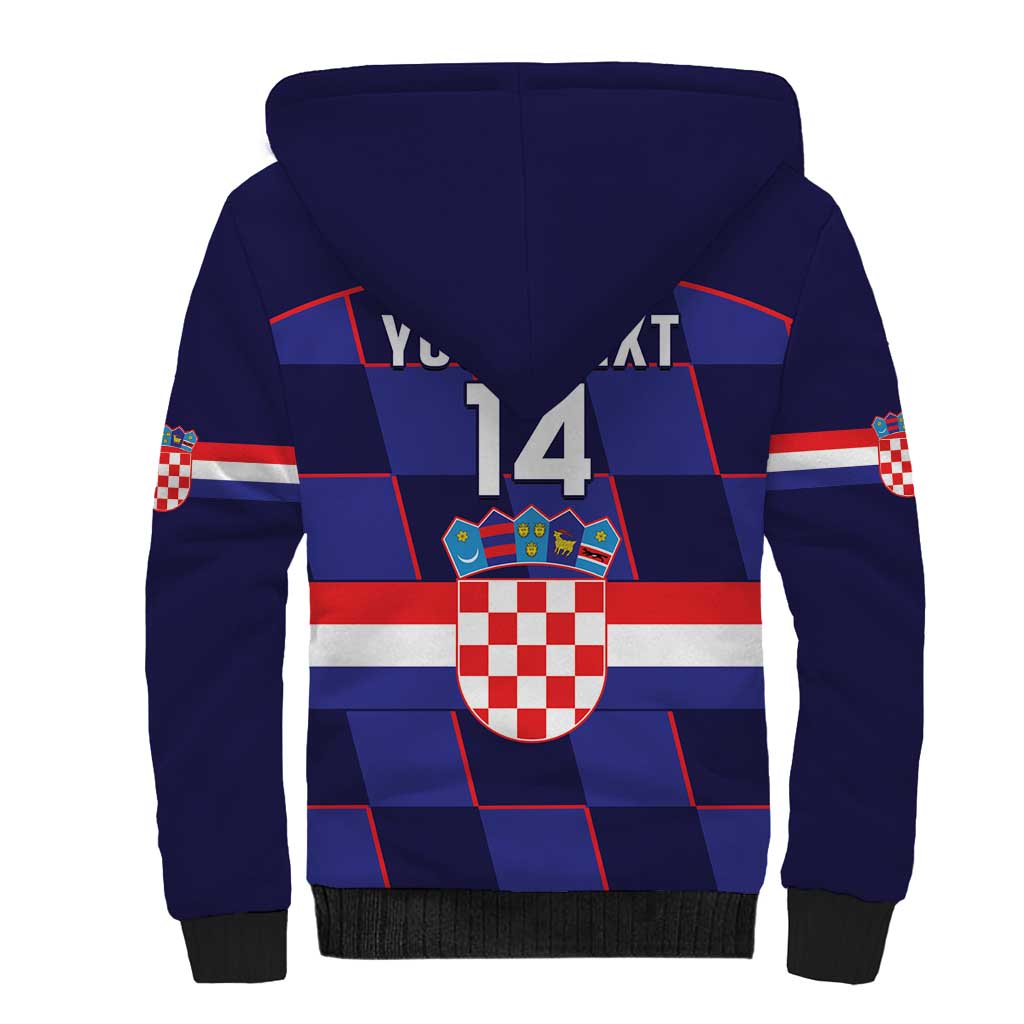 Custom Croatia Football Sherpa Hoodie Come On Vatreni Checkerboard Style