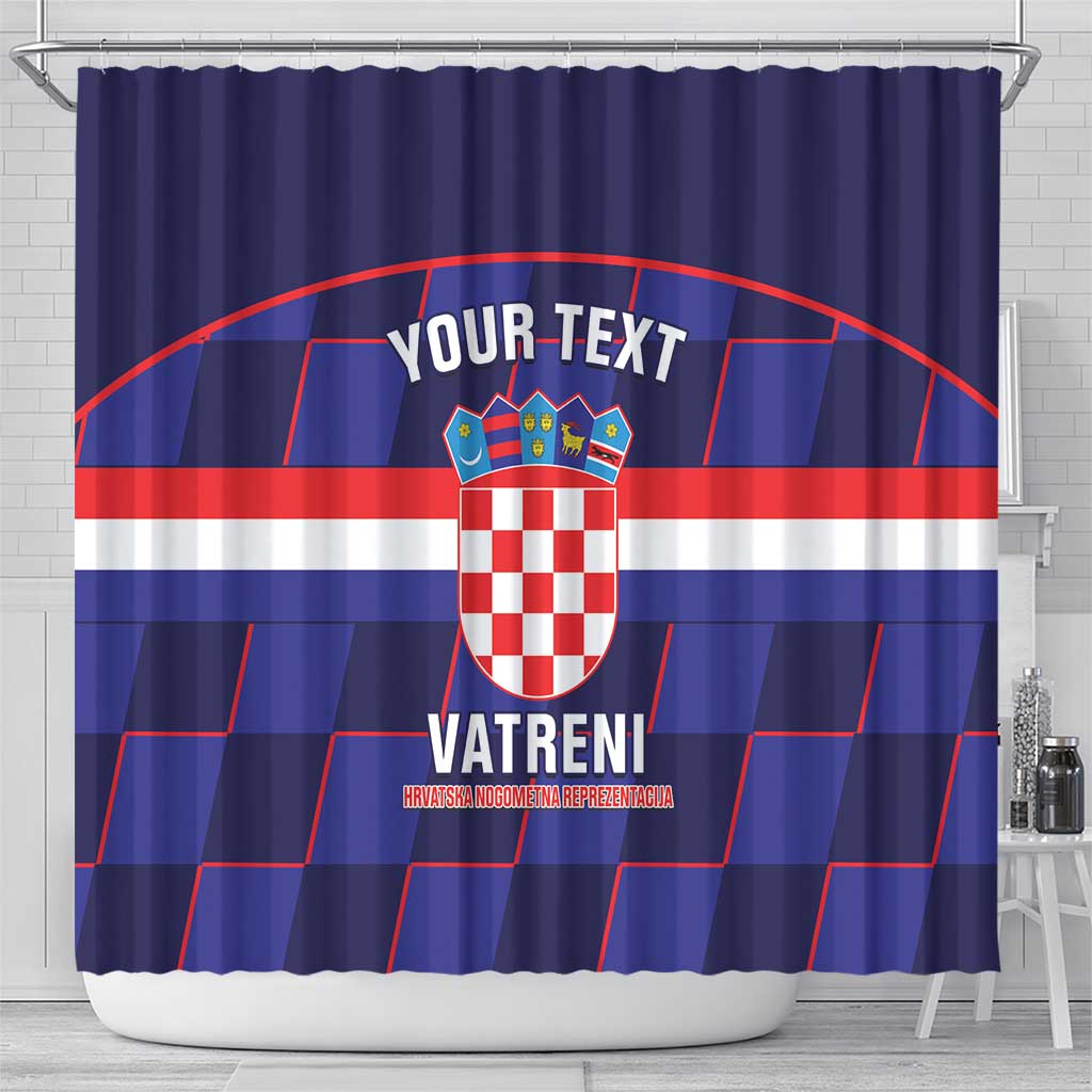 Custom Croatia Football Shower Curtain Come On Vatreni Checkerboard Style