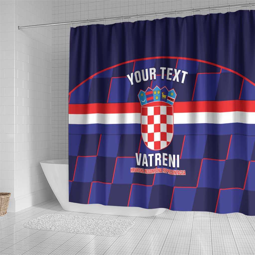 Custom Croatia Football Shower Curtain Come On Vatreni Checkerboard Style