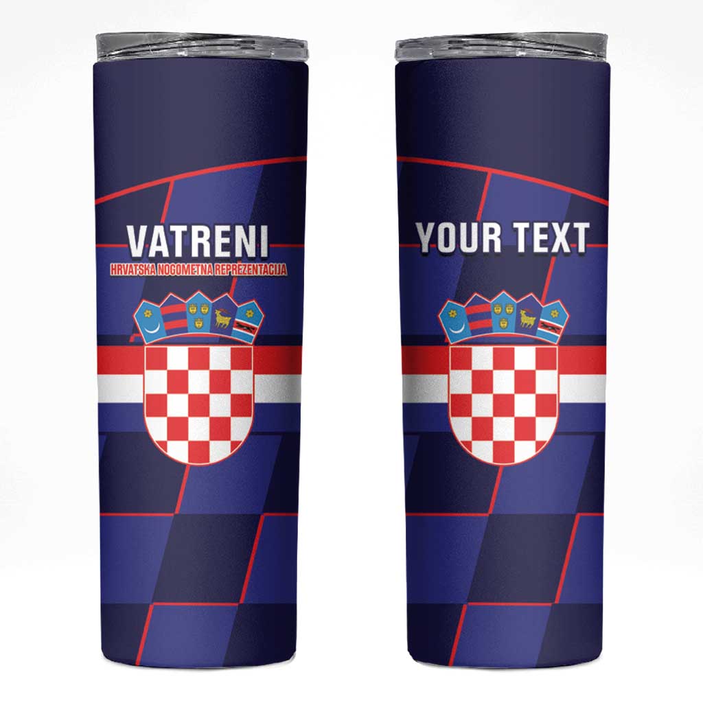 Custom Croatia Football Skinny Tumbler Come On Vatreni Checkerboard Style