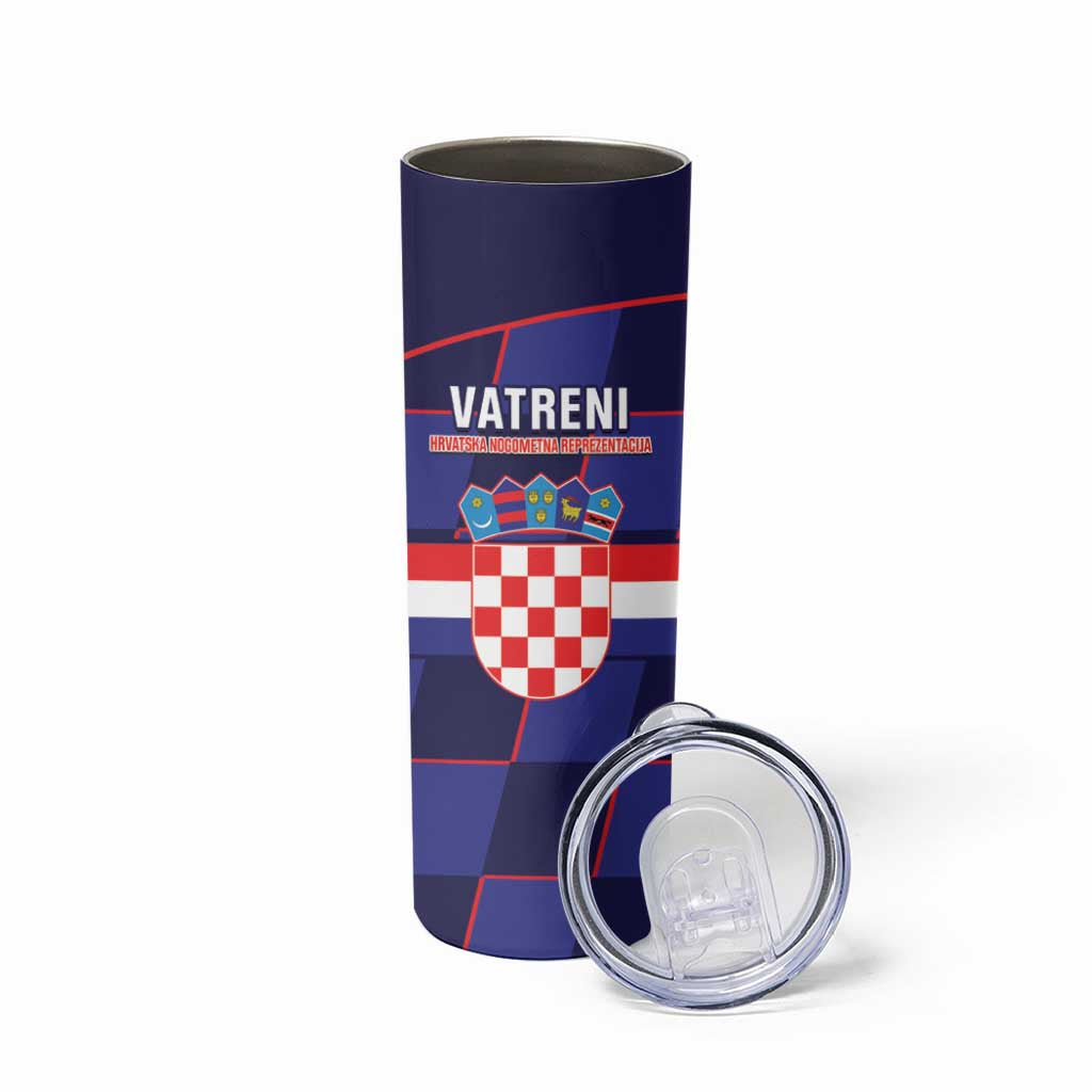 Custom Croatia Football Skinny Tumbler Come On Vatreni Checkerboard Style