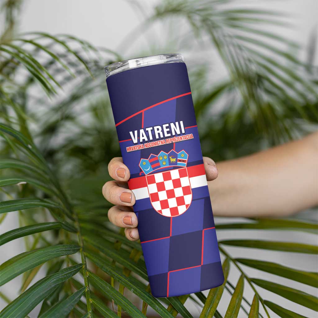 Custom Croatia Football Skinny Tumbler Come On Vatreni Checkerboard Style