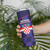 Custom Croatia Football Skinny Tumbler Come On Vatreni Checkerboard Style