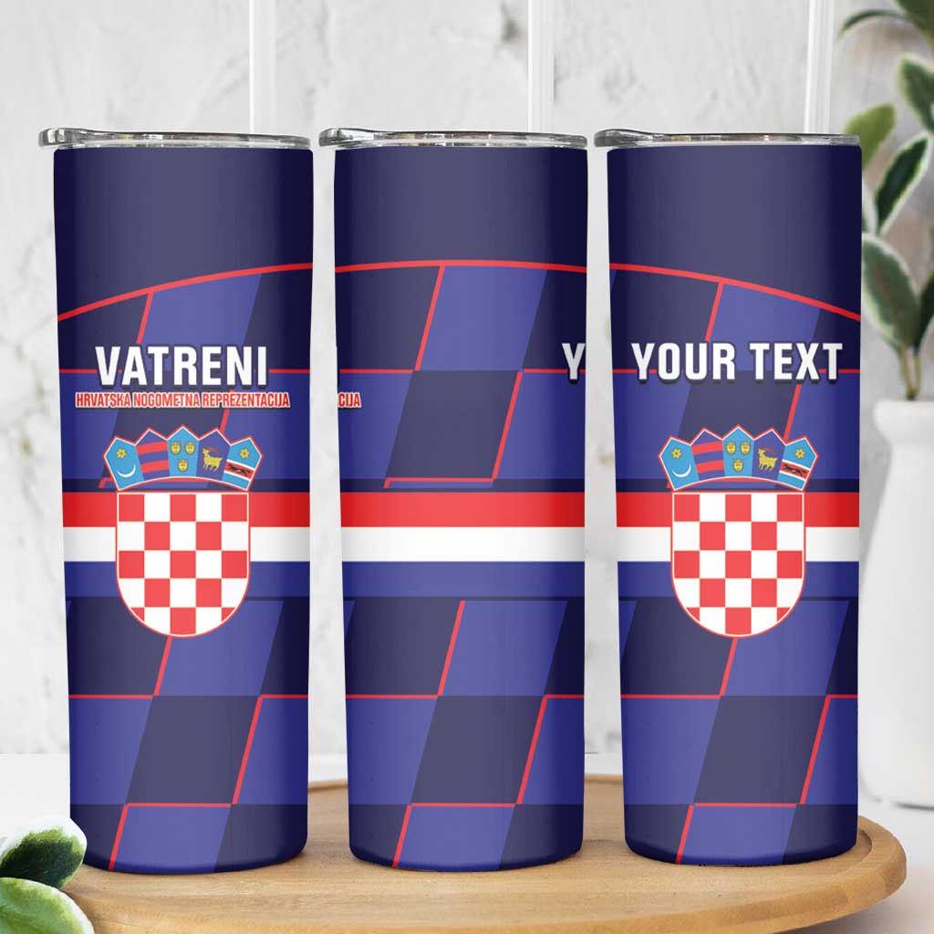 Custom Croatia Football Skinny Tumbler Come On Vatreni Checkerboard Style