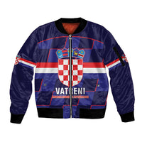 Custom Croatia Football Sleeve Zip Bomber Jacket Come On Vatreni Checkerboard Style
