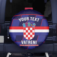 Custom Croatia Football Spare Tire Cover Come On Vatreni Checkerboard Style