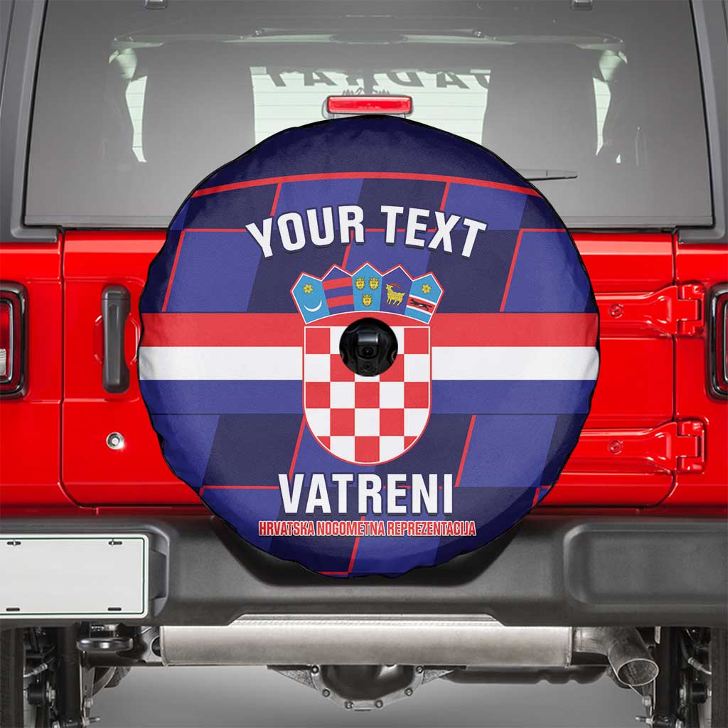 Custom Croatia Football Spare Tire Cover Come On Vatreni Checkerboard Style