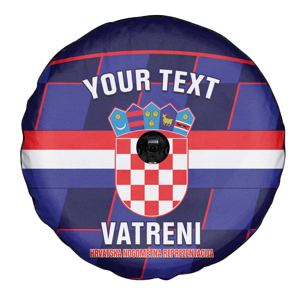 Custom Croatia Football Spare Tire Cover Come On Vatreni Checkerboard Style