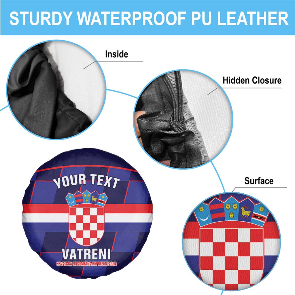 Custom Croatia Football Spare Tire Cover Come On Vatreni Checkerboard Style