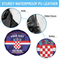 Custom Croatia Football Spare Tire Cover Come On Vatreni Checkerboard Style