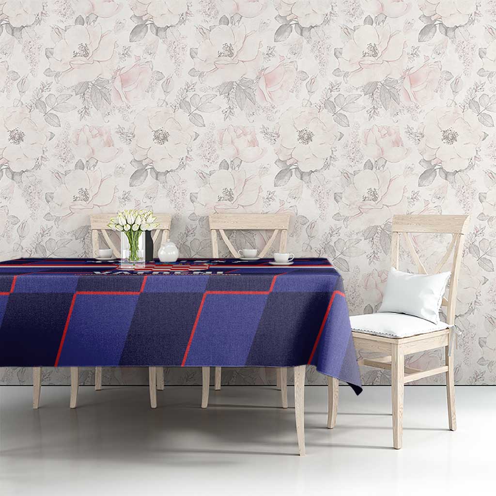 Custom Croatia Football Tablecloth Come On Vatreni Checkerboard Style