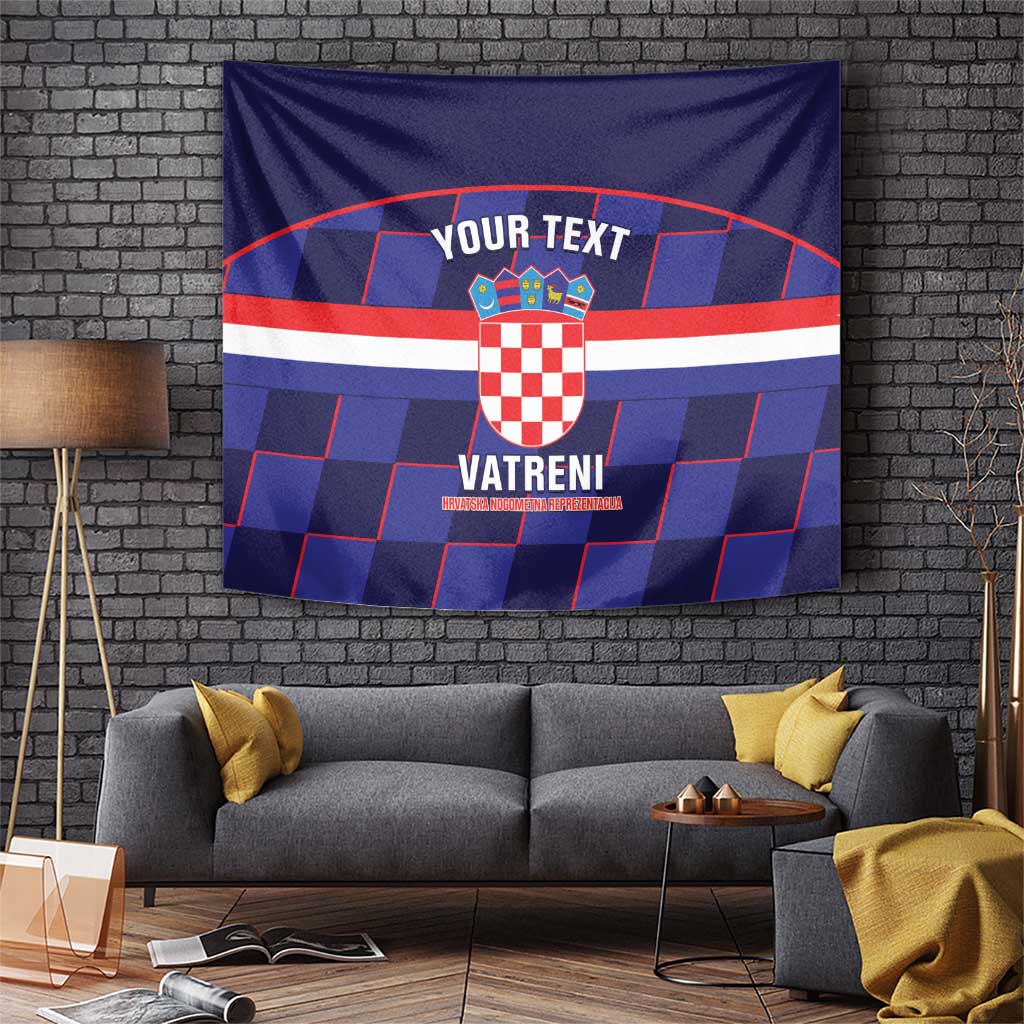 Custom Croatia Football Tapestry Come On Vatreni Checkerboard Style