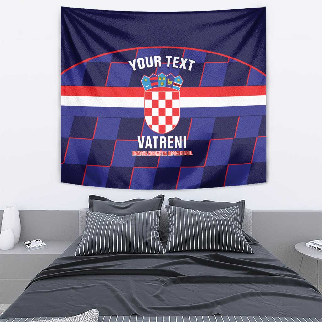 Custom Croatia Football Tapestry Come On Vatreni Checkerboard Style