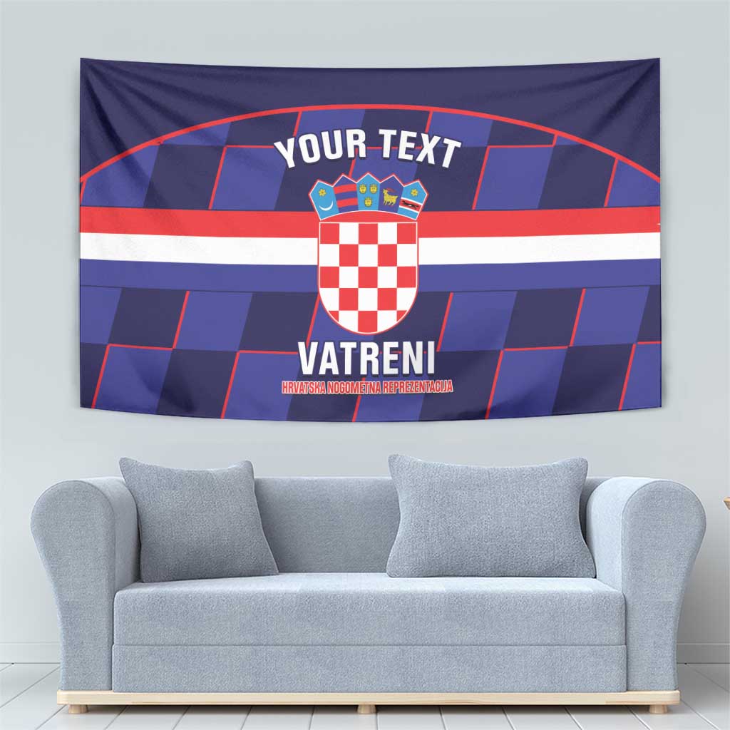 Custom Croatia Football Tapestry Come On Vatreni Checkerboard Style