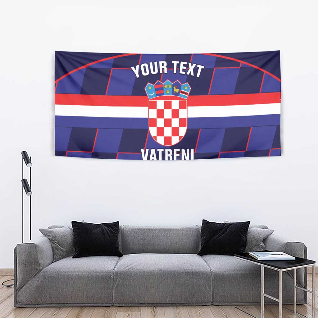 Custom Croatia Football Tapestry Come On Vatreni Checkerboard Style