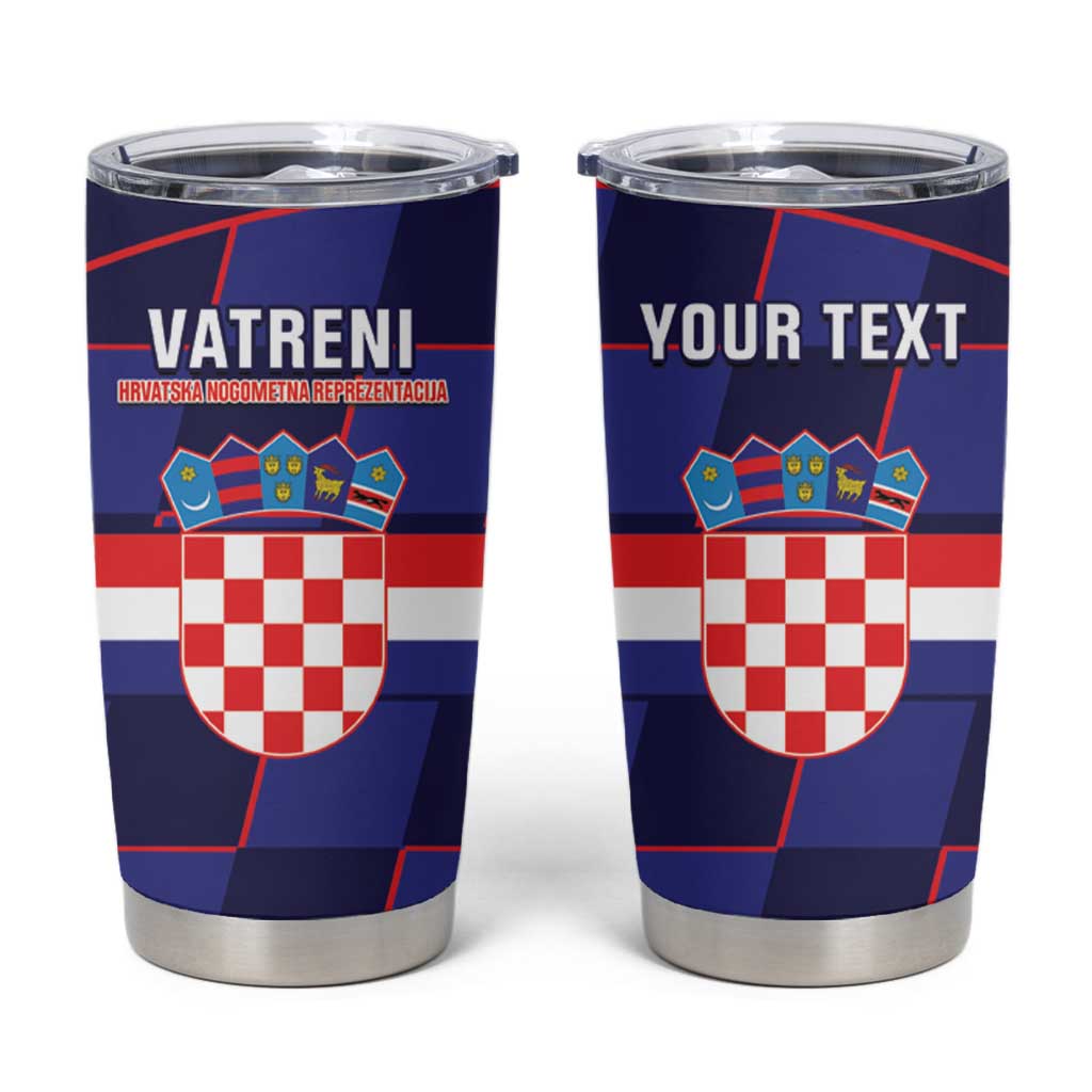 Custom Croatia Football Tumbler Cup Come On Vatreni Checkerboard Style