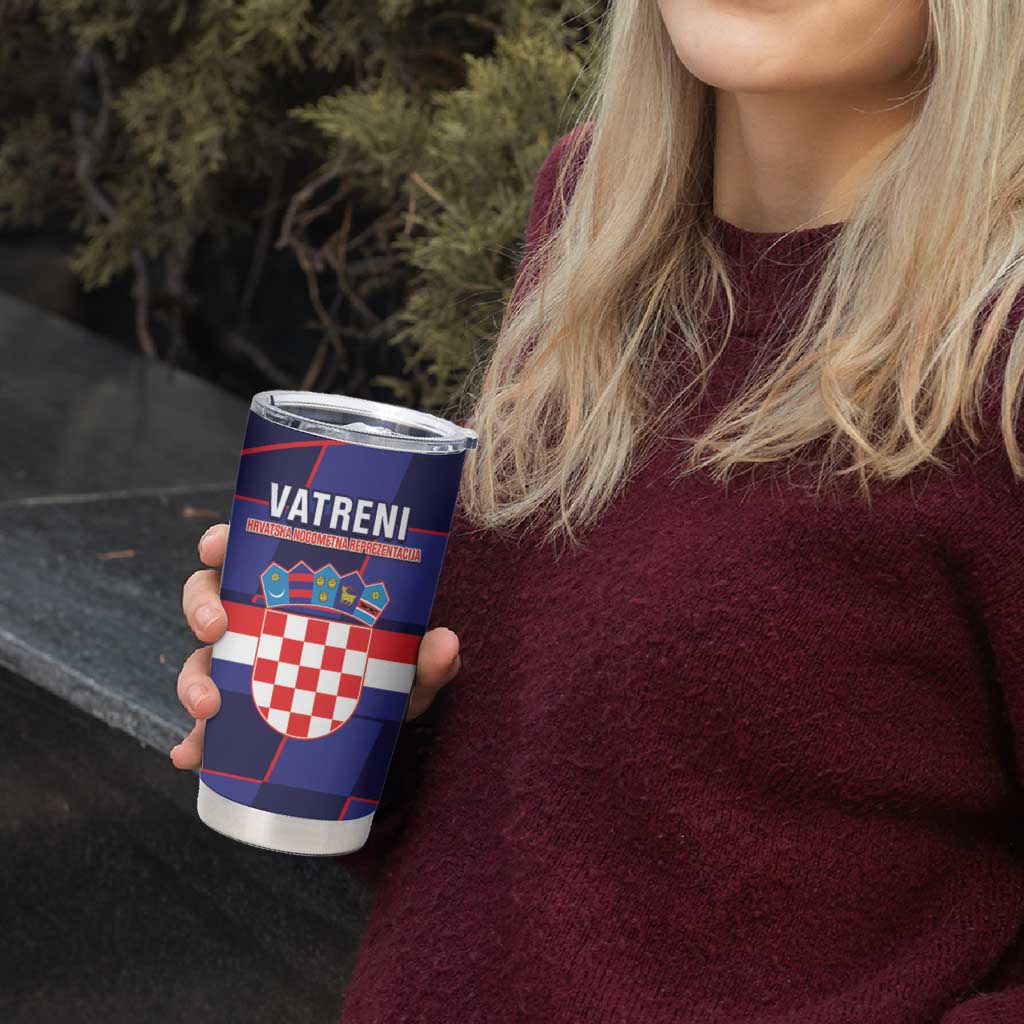 Custom Croatia Football Tumbler Cup Come On Vatreni Checkerboard Style