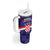Custom Croatia Football Tumbler With Handle Come On Vatreni Checkerboard Style