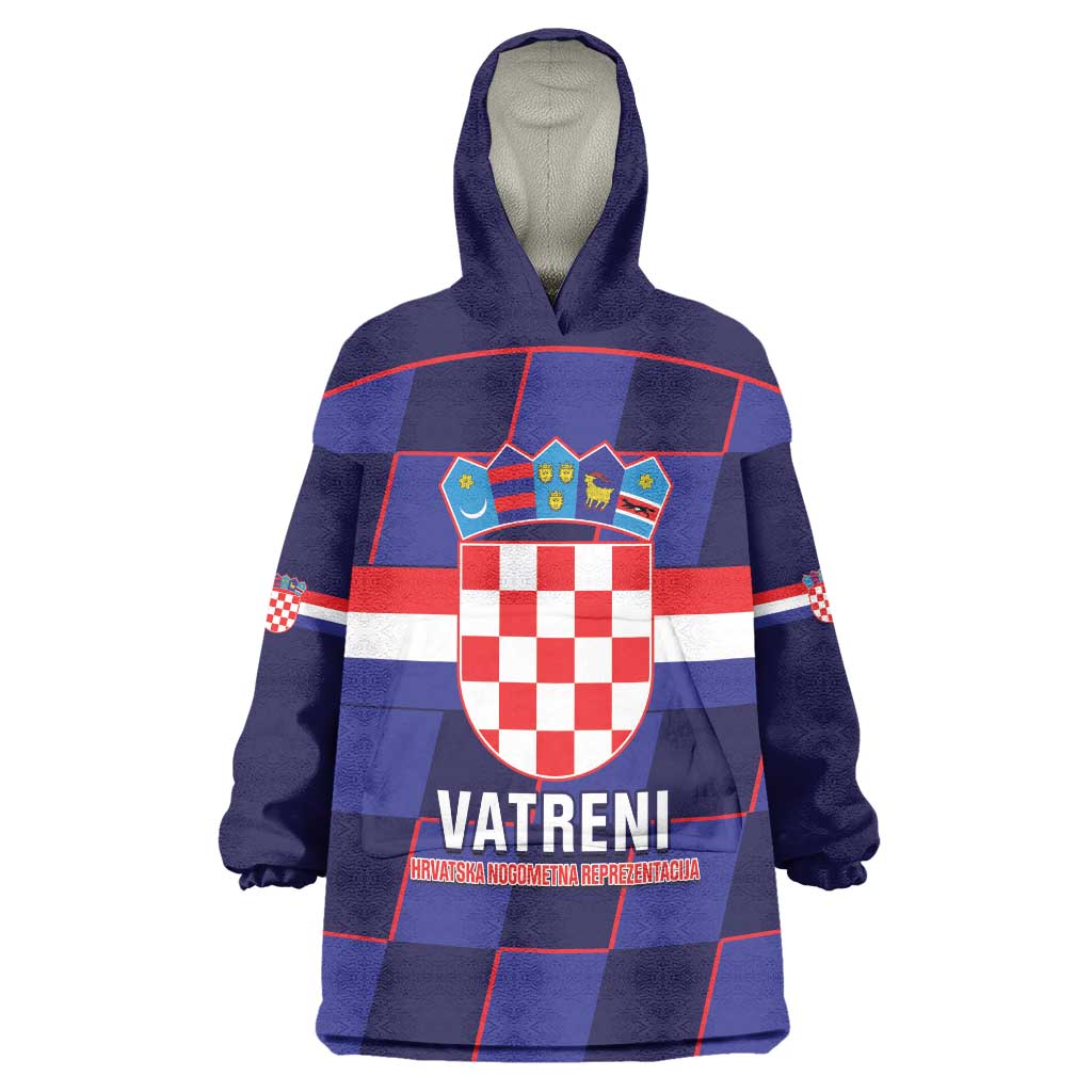 Custom Croatia Football Wearable Blanket Hoodie Come On Vatreni Checkerboard Style