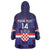 Custom Croatia Football Wearable Blanket Hoodie Come On Vatreni Checkerboard Style