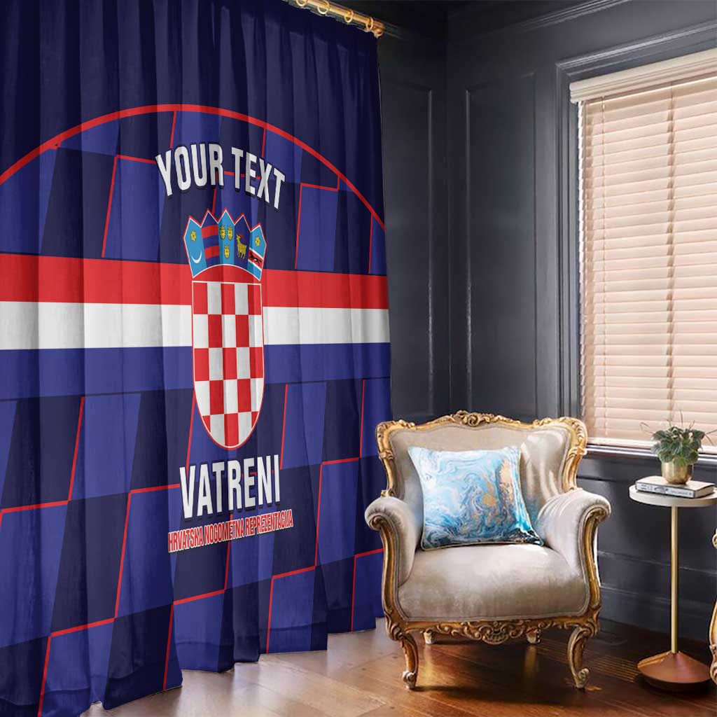 Custom Croatia Football Window Curtain Come On Vatreni Checkerboard Style