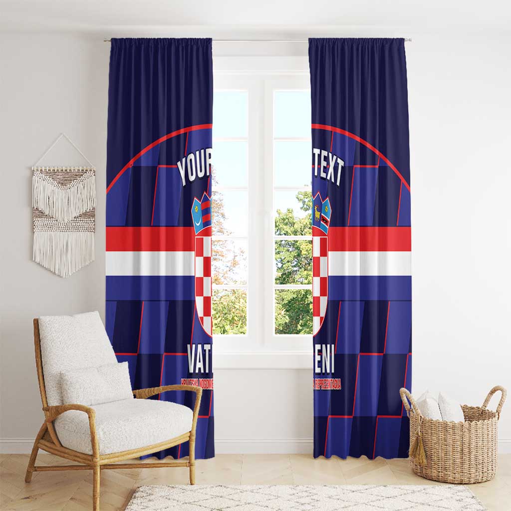 Custom Croatia Football Window Curtain Come On Vatreni Checkerboard Style