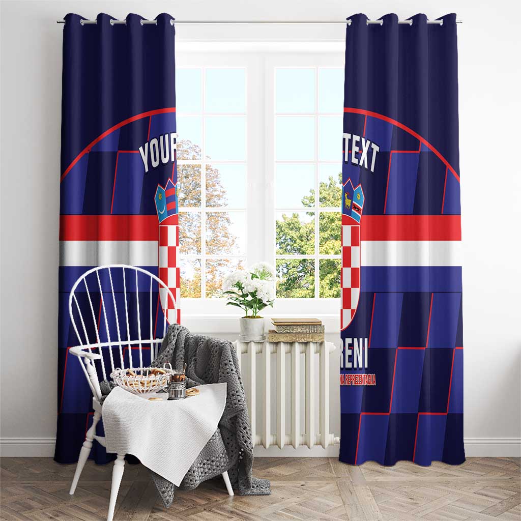 Custom Croatia Football Window Curtain Come On Vatreni Checkerboard Style