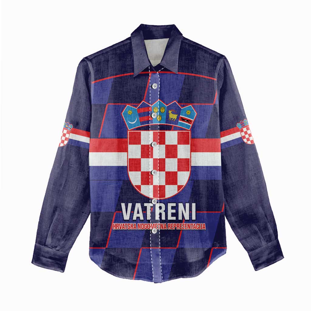 Custom Croatia Football Women Casual Shirt Come On Vatreni Checkerboard Style