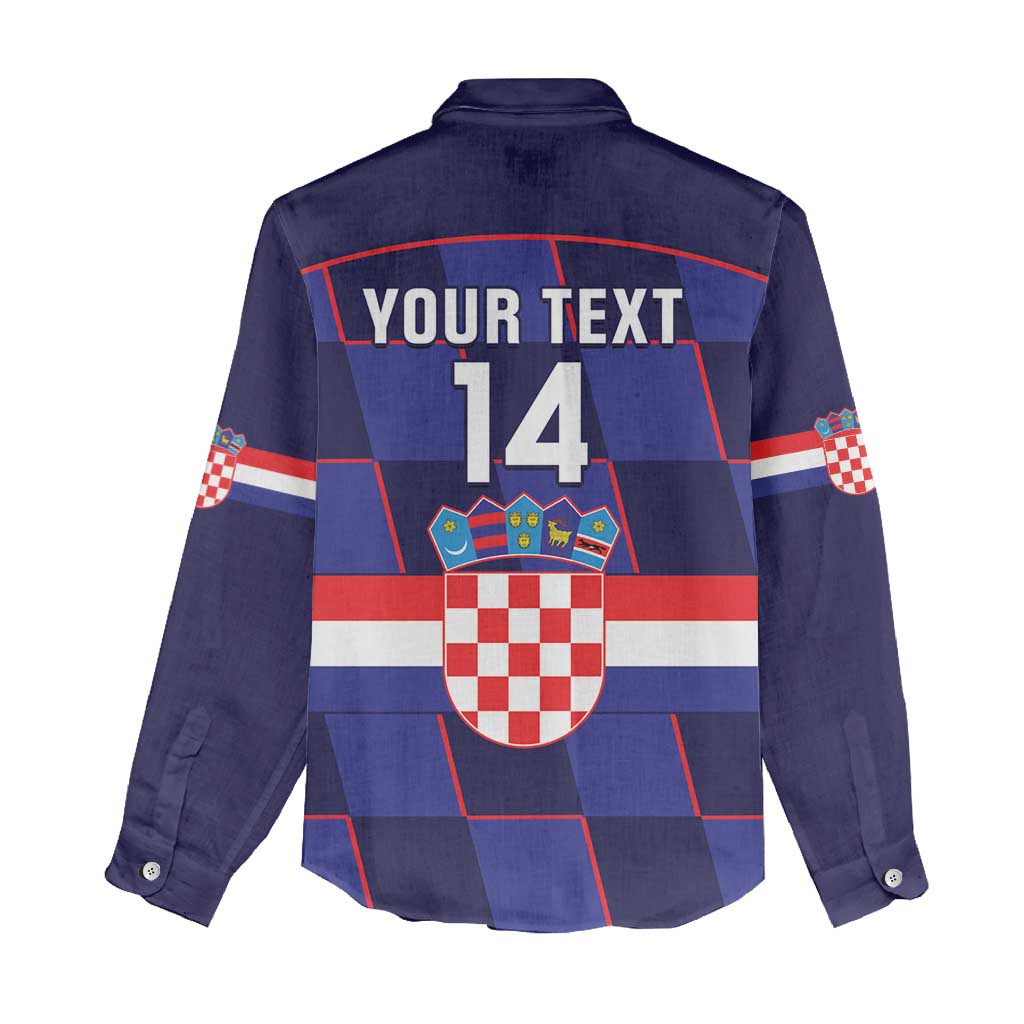Custom Croatia Football Women Casual Shirt Come On Vatreni Checkerboard Style