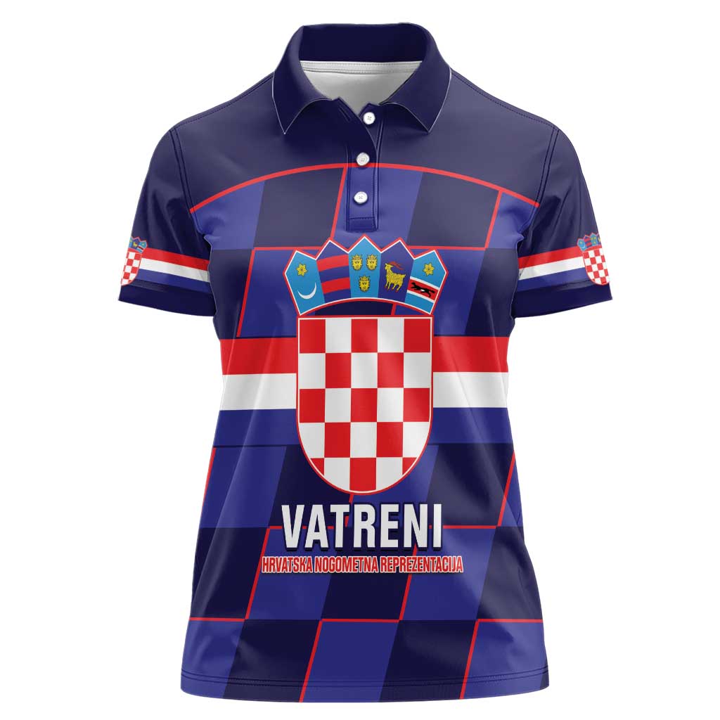 Custom Croatia Football Women Polo Shirt Come On Vatreni Checkerboard Style