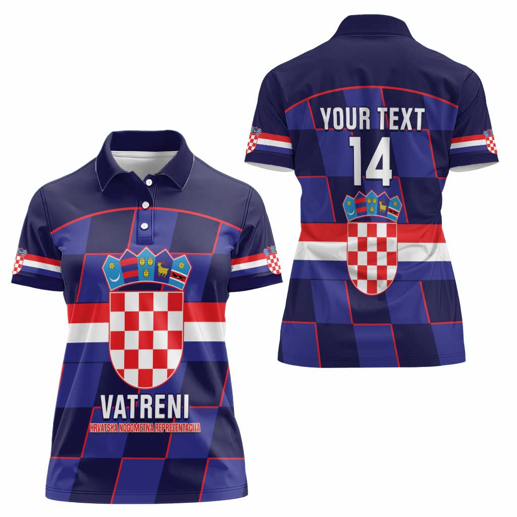 Custom Croatia Football Women Polo Shirt Come On Vatreni Checkerboard Style
