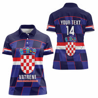 Custom Croatia Football Women Polo Shirt Come On Vatreni Checkerboard Style