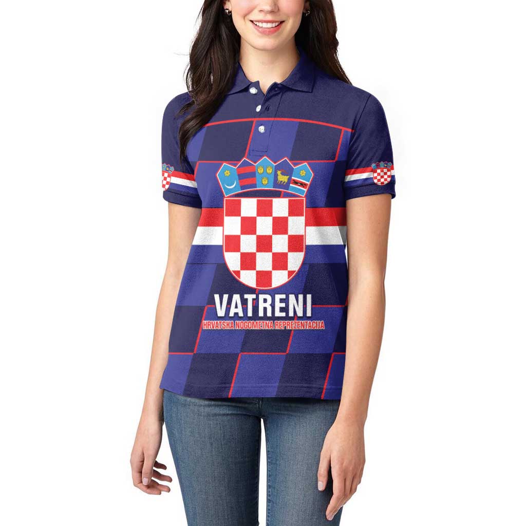 Custom Croatia Football Women Polo Shirt Come On Vatreni Checkerboard Style