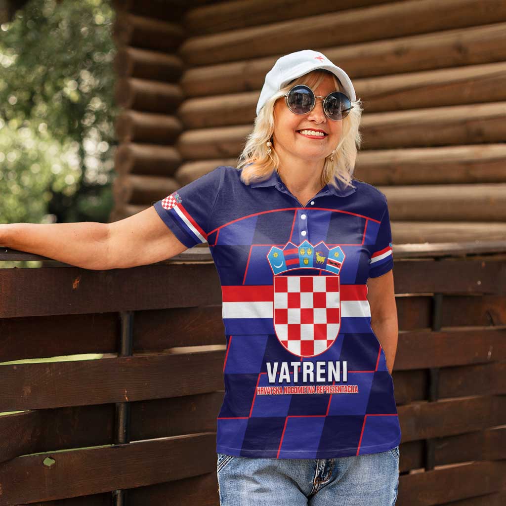 Custom Croatia Football Women Polo Shirt Come On Vatreni Checkerboard Style
