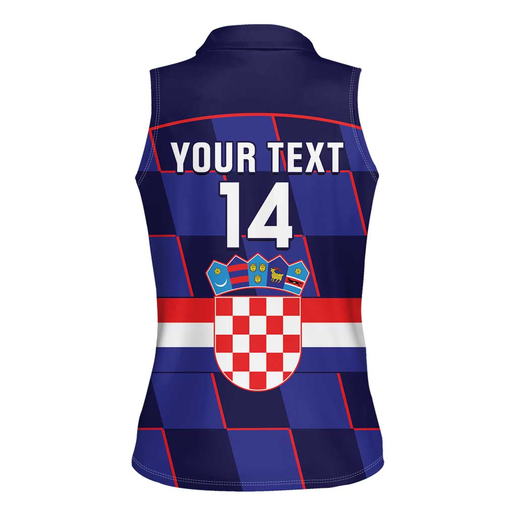 Custom Croatia Football Women Sleeveless Polo Shirt Come On Vatreni Checkerboard Style