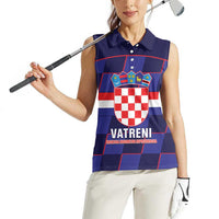 Custom Croatia Football Women Sleeveless Polo Shirt Come On Vatreni Checkerboard Style