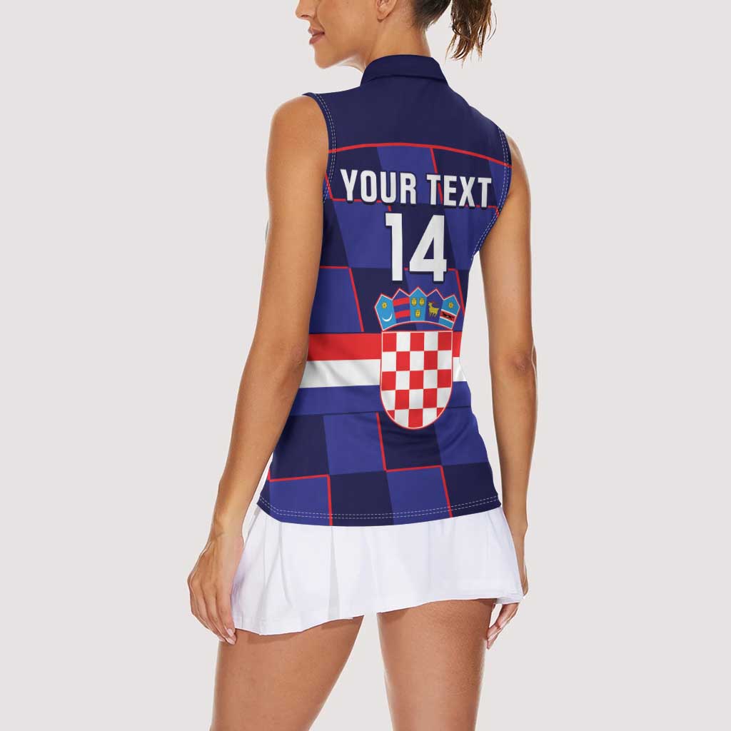 Custom Croatia Football Women Sleeveless Polo Shirt Come On Vatreni Checkerboard Style