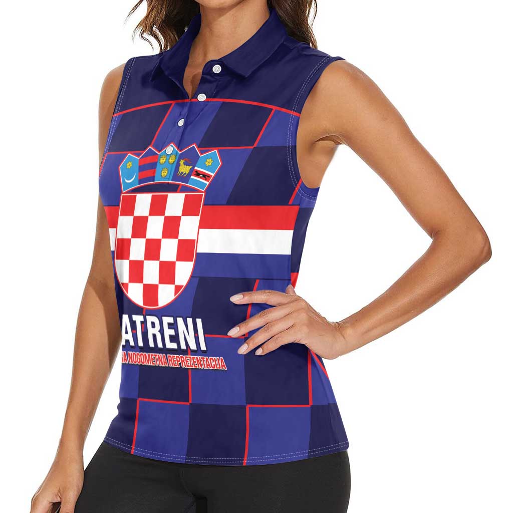 Custom Croatia Football Women Sleeveless Polo Shirt Come On Vatreni Checkerboard Style